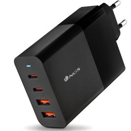 NGS Cargador de Pared GaN2 100W 2xUSB-C y 2xUSB-A Negro